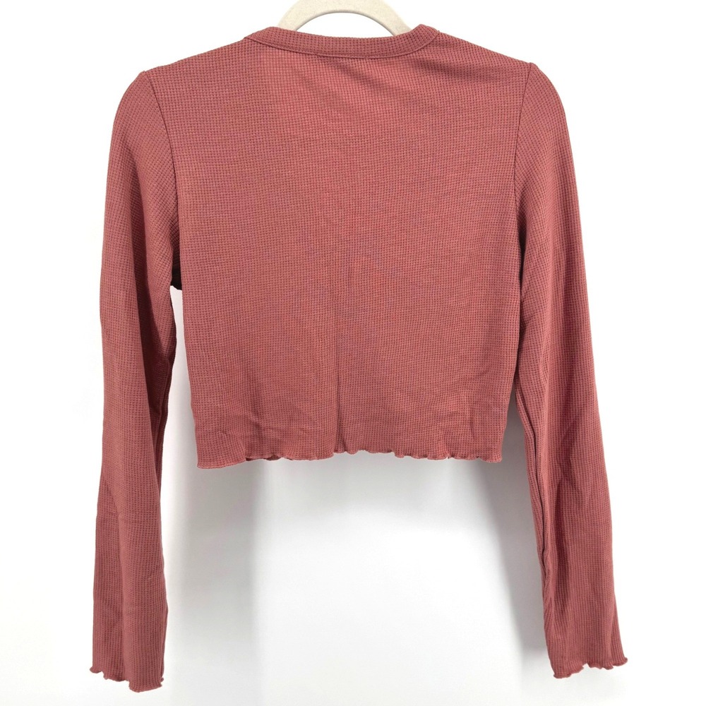 2000s NA-KD Waffle Knit Top Women M Rose Cropped Cardigan Coquette Cottagecore - Picture 2 of 9